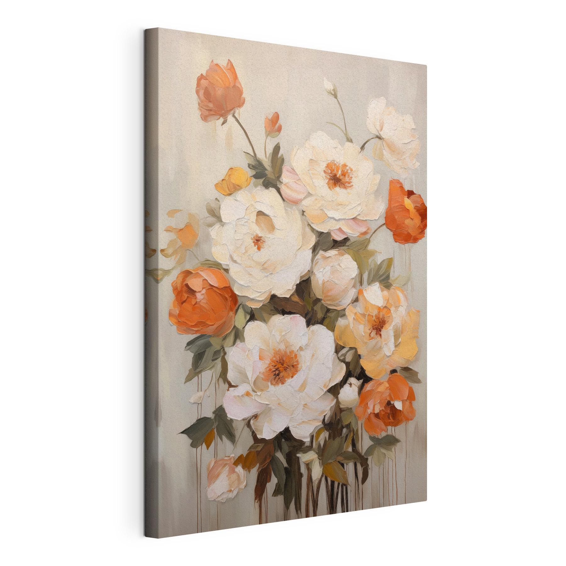 Painting of flowers on a white surface