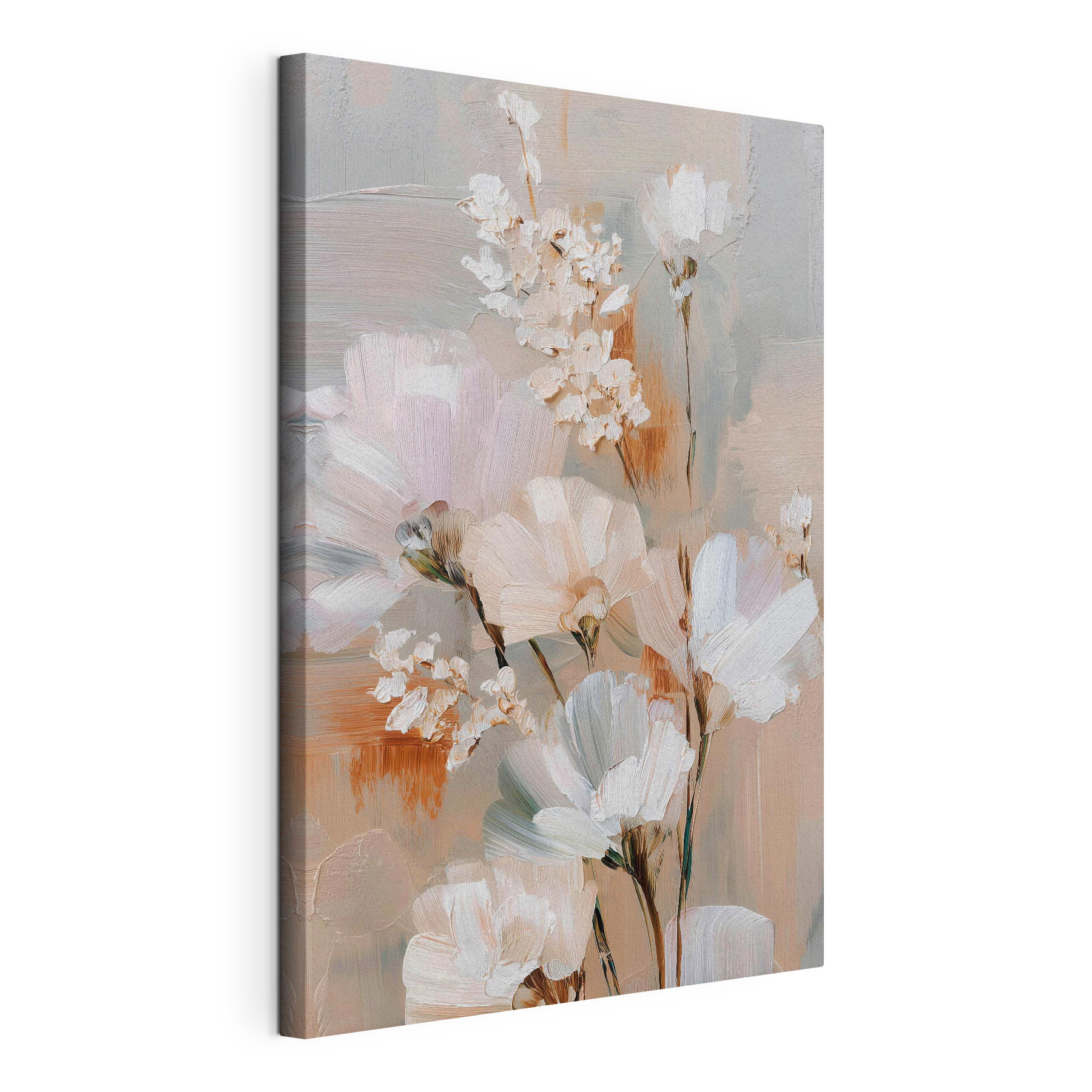 Painting of flowers on a white surface Painting of flowers on a white surface