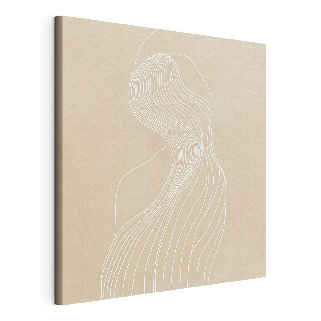 White line drawing of a woman White line drawing of a woman