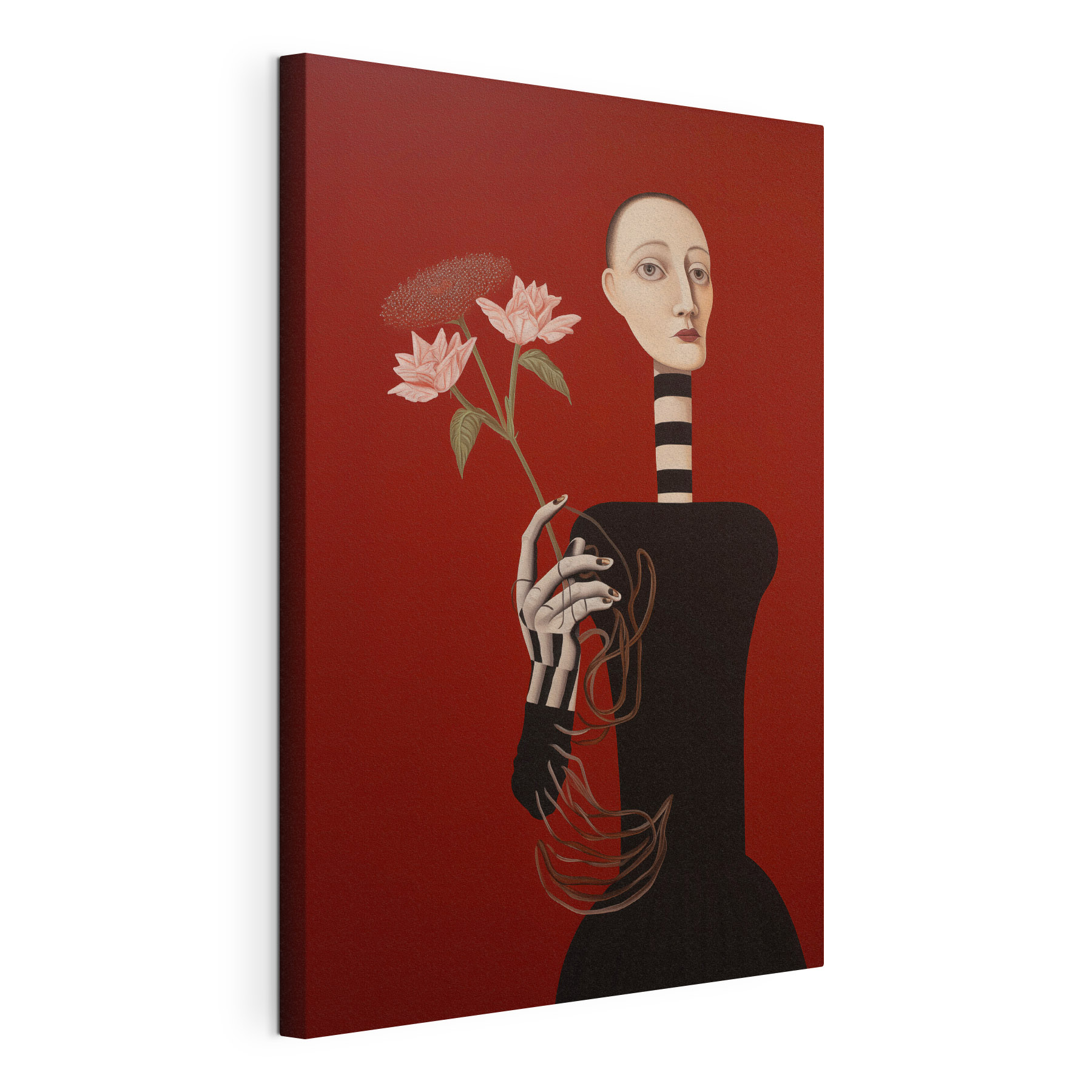 Painting of a woman holding flowers