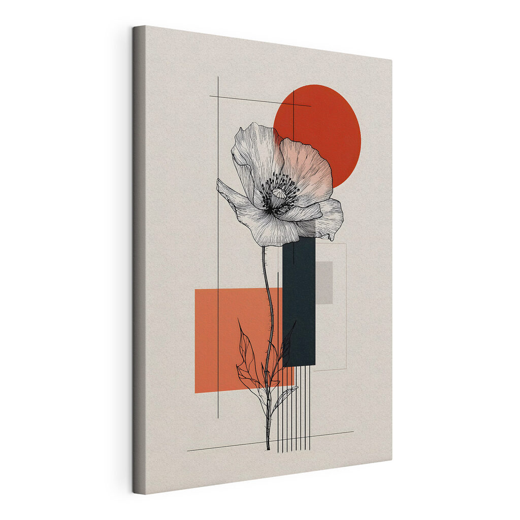 Flower with a stem and a red circle