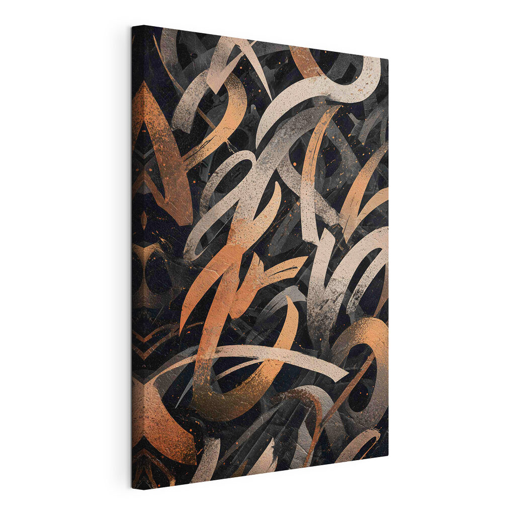 Black and orange brush strokes