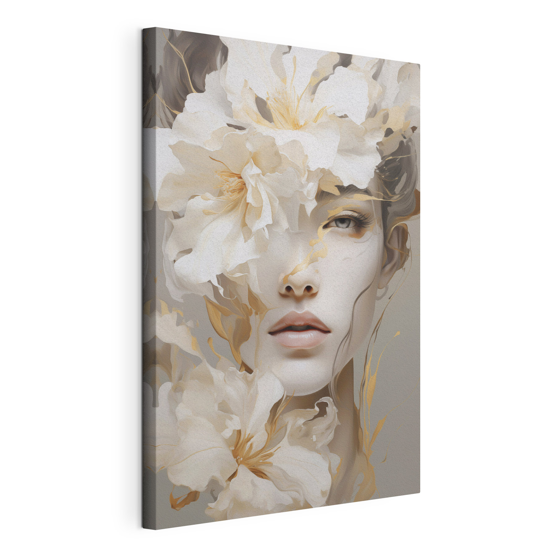 Woman with flowers on her face Woman with flowers on her face