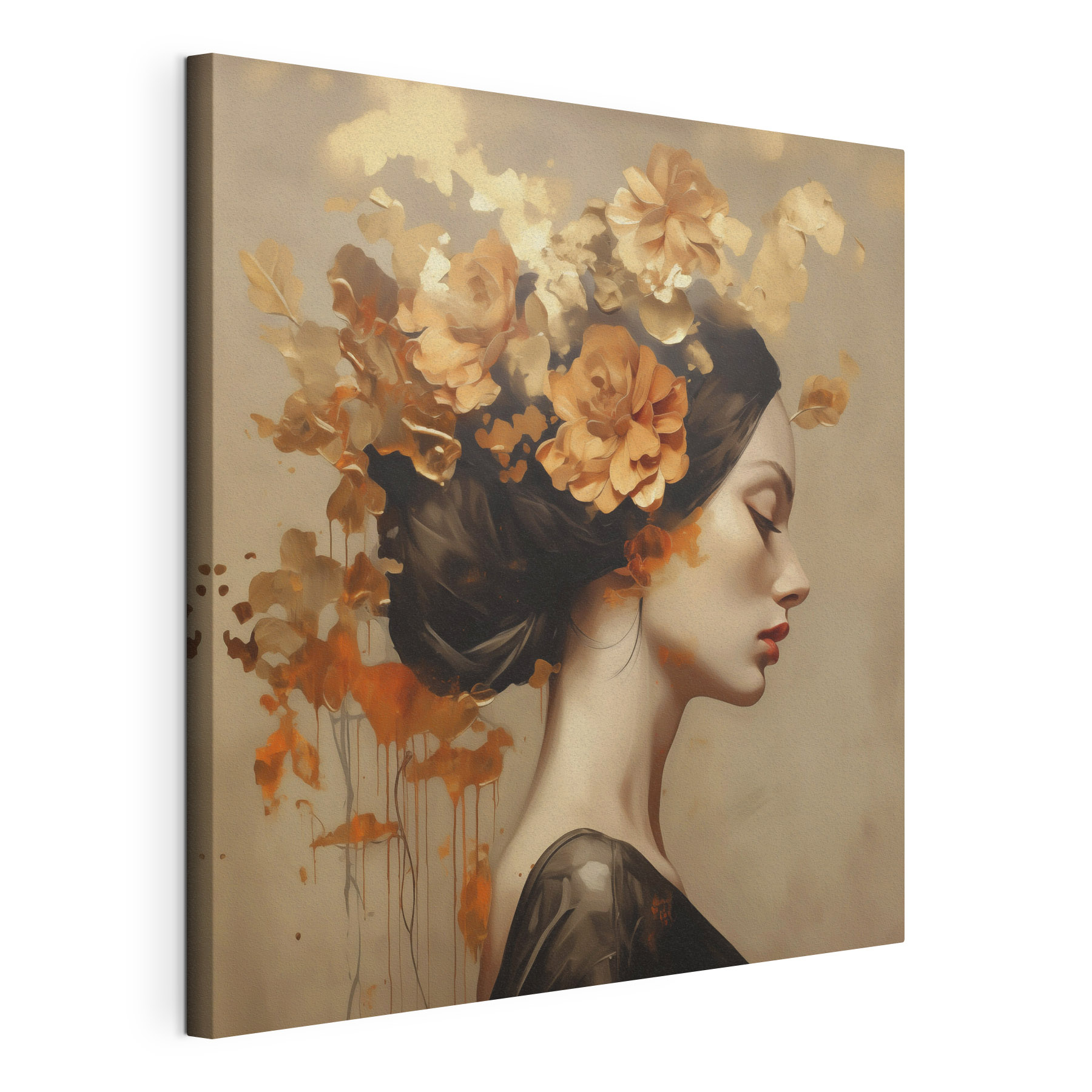 Painting of a woman with flowers in her hair Painting of a woman with flowers in her hair