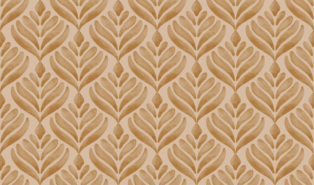 Pattern of leaves on a beige background