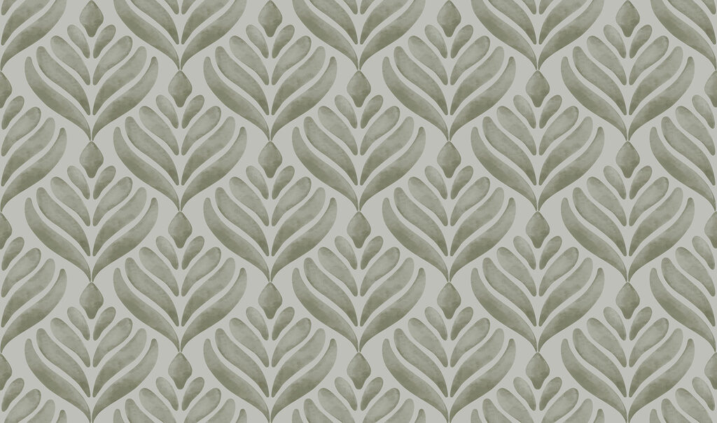 Pattern of leaves on a grey background