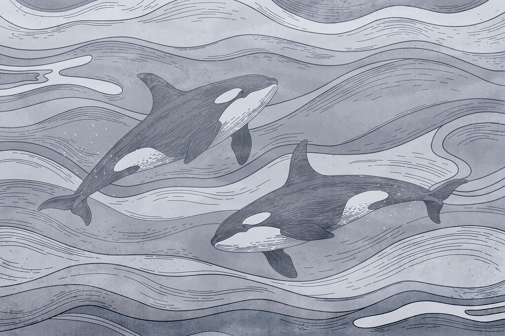 Group of whales swimming in the water Group of whales swimming in the water