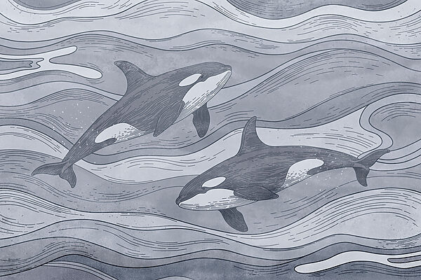 Group of whales swimming in the water Group of whales swimming in the water