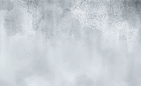 White and grey background with white mandalas