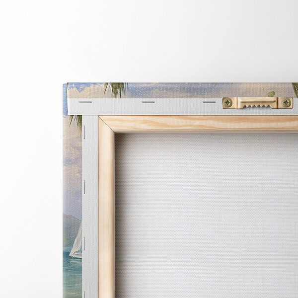Painting of a house on a beach Painting of a house on a beach