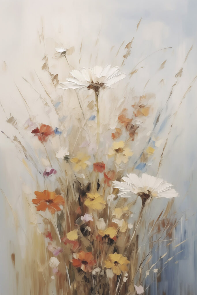 Painting of flowers in a vase