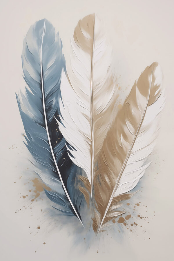 Colorful feathers on a soft background
