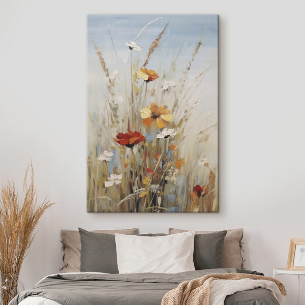 Painting of flowers in a field