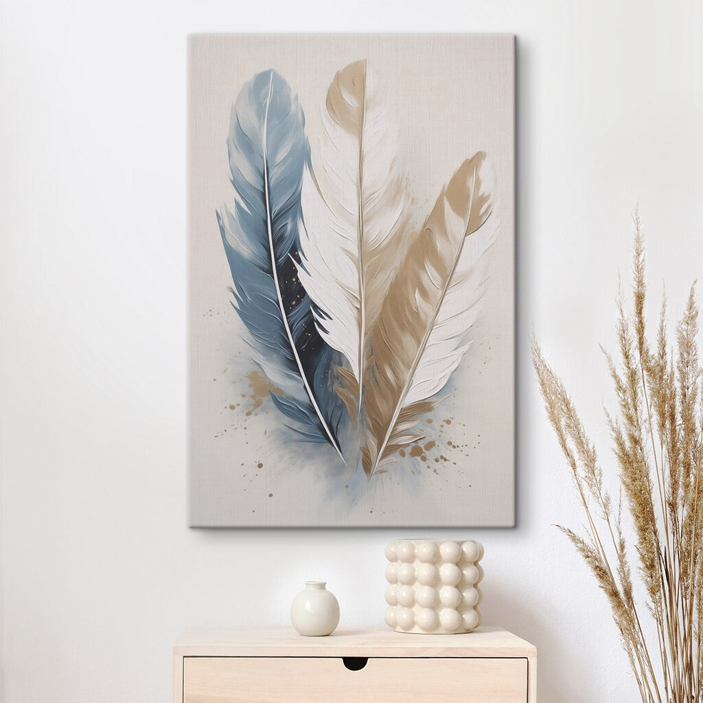 Colorful feathers on a soft background