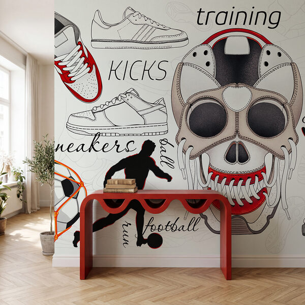 Череп з м'ячем і взуттям Череп з м'ячем і взуттям