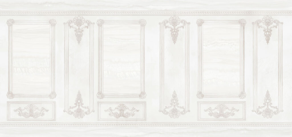 White wall with ornate designs White wall with ornate designs