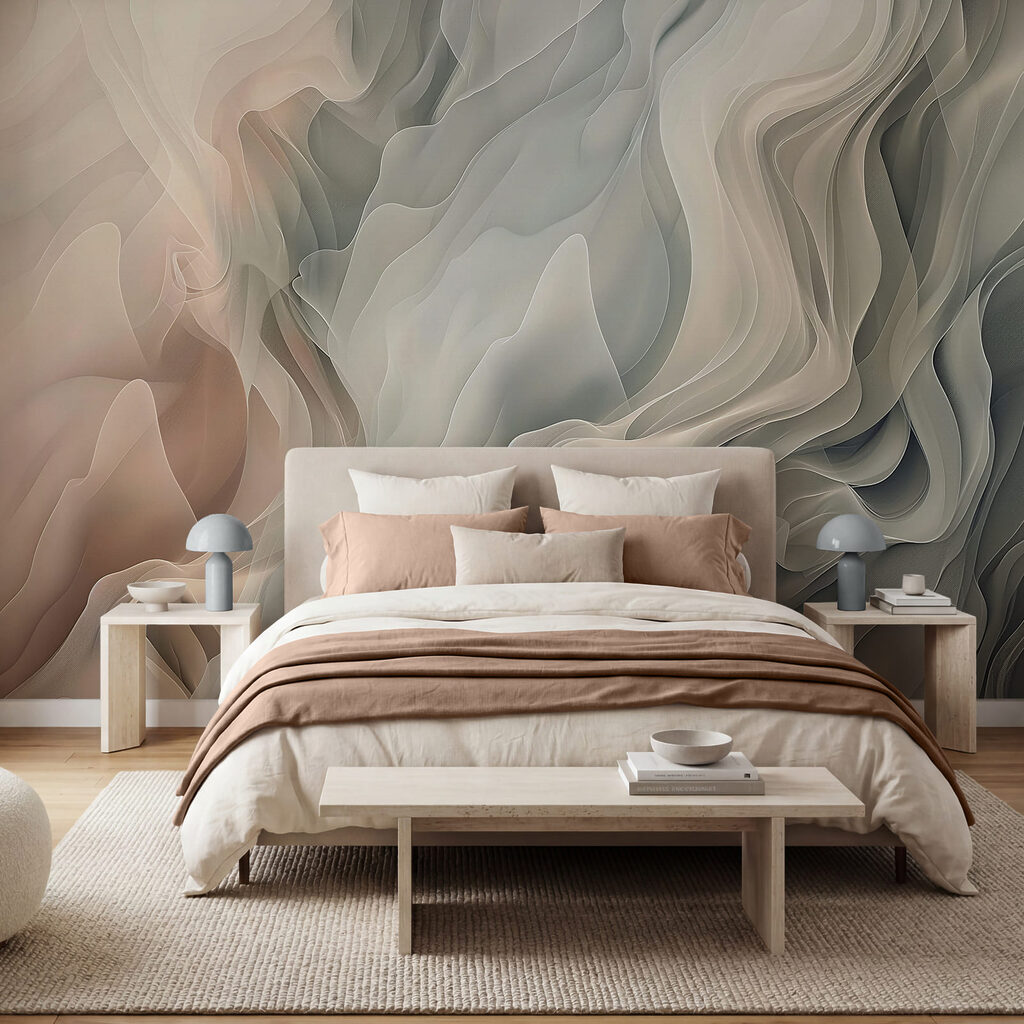 Wall mural Ethereal waves in soft hues Wall mural Ethereal waves in soft hues