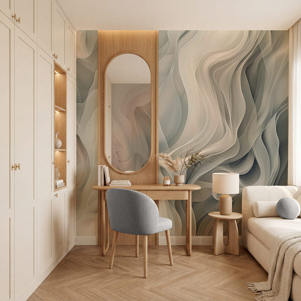 Wall mural Ethereal waves in soft hues Wall mural Ethereal waves in soft hues