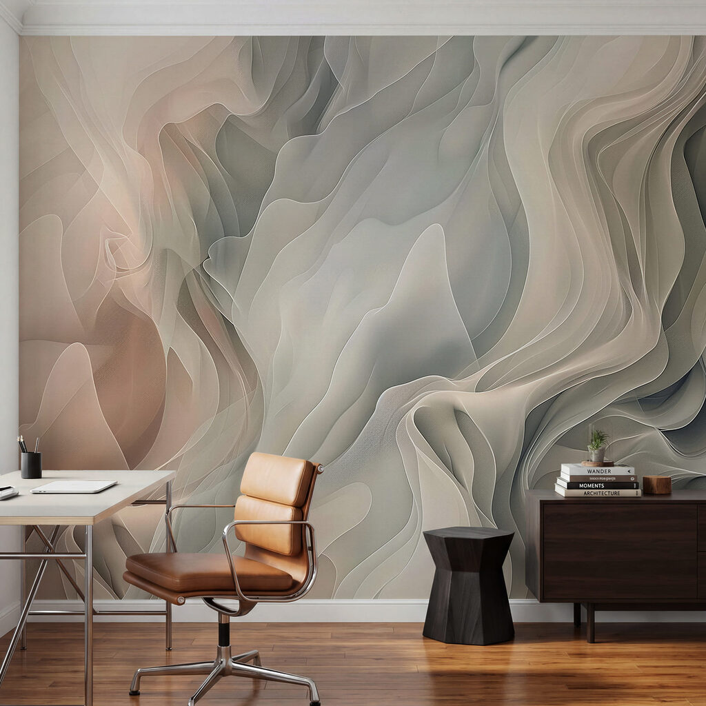 Wall mural Ethereal waves in soft hues Wall mural Ethereal waves in soft hues