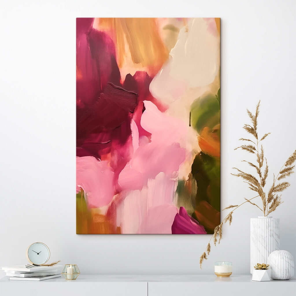 Painting of pink and green colors