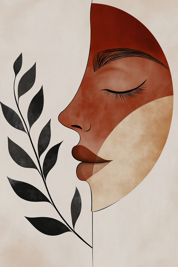 Face and leaf drawing Face and leaf drawing