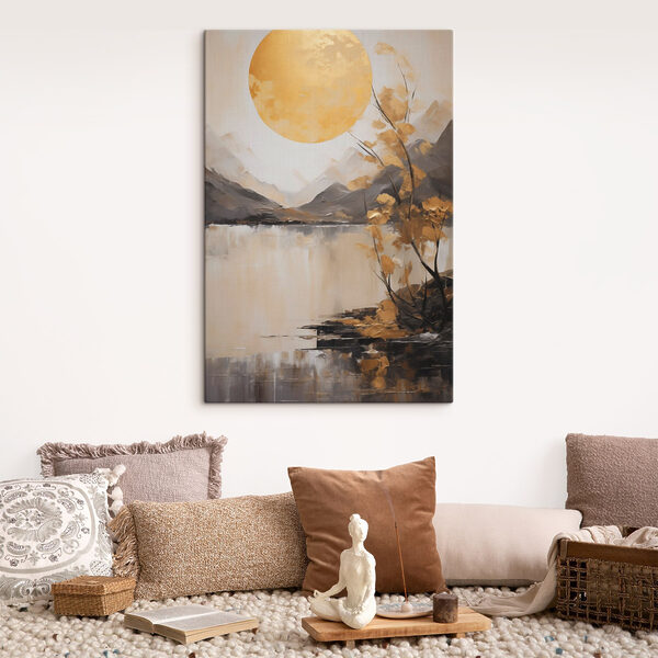 Painting of a tree and a lake Painting of a tree and a lake