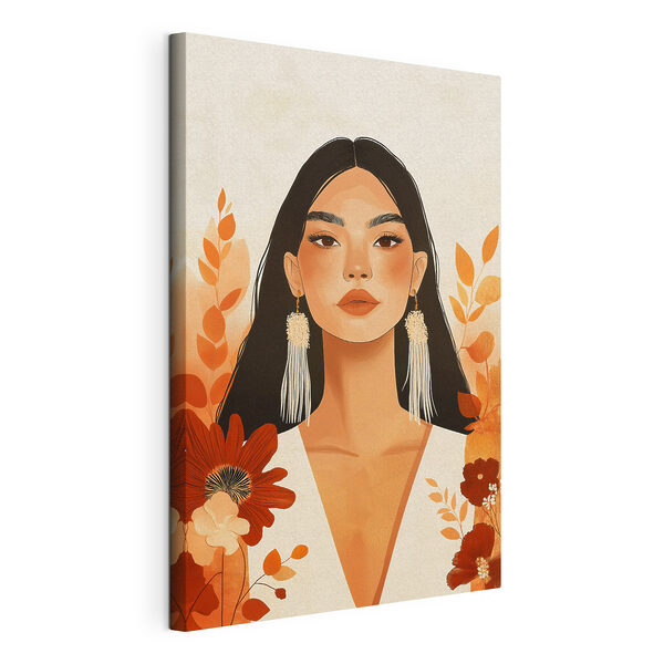 Woman with long hair and earrings Woman with long hair and earrings
