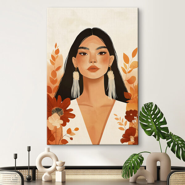 Woman with long hair and earrings Woman with long hair and earrings