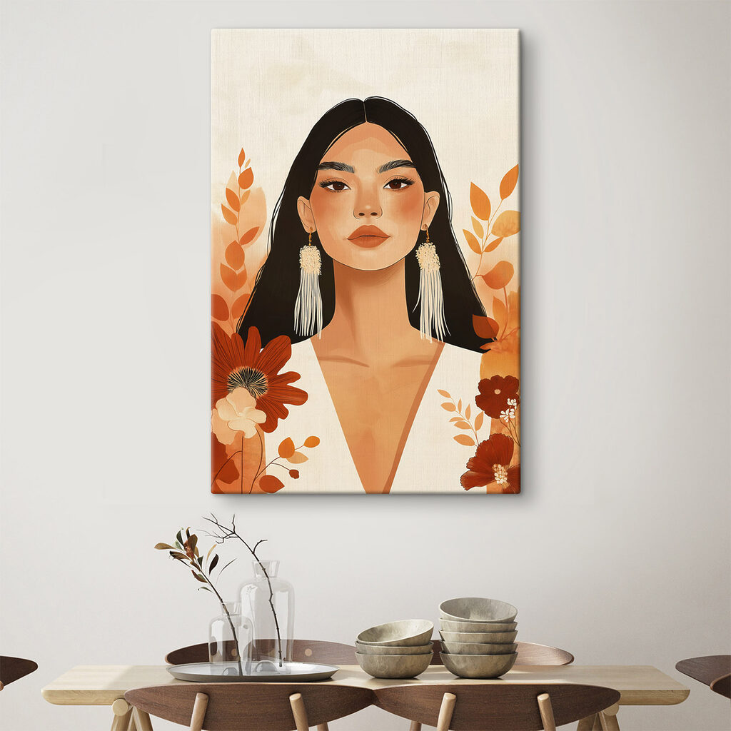 Woman with long hair and earrings Woman with long hair and earrings