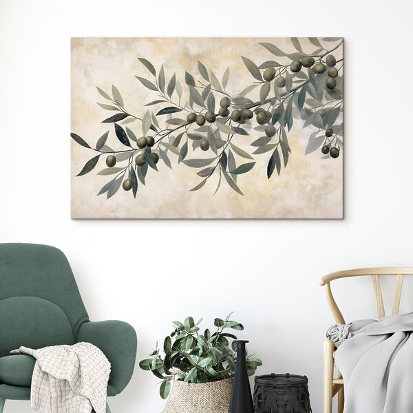 Branch with green leaves and fruits Branch with green leaves and fruits