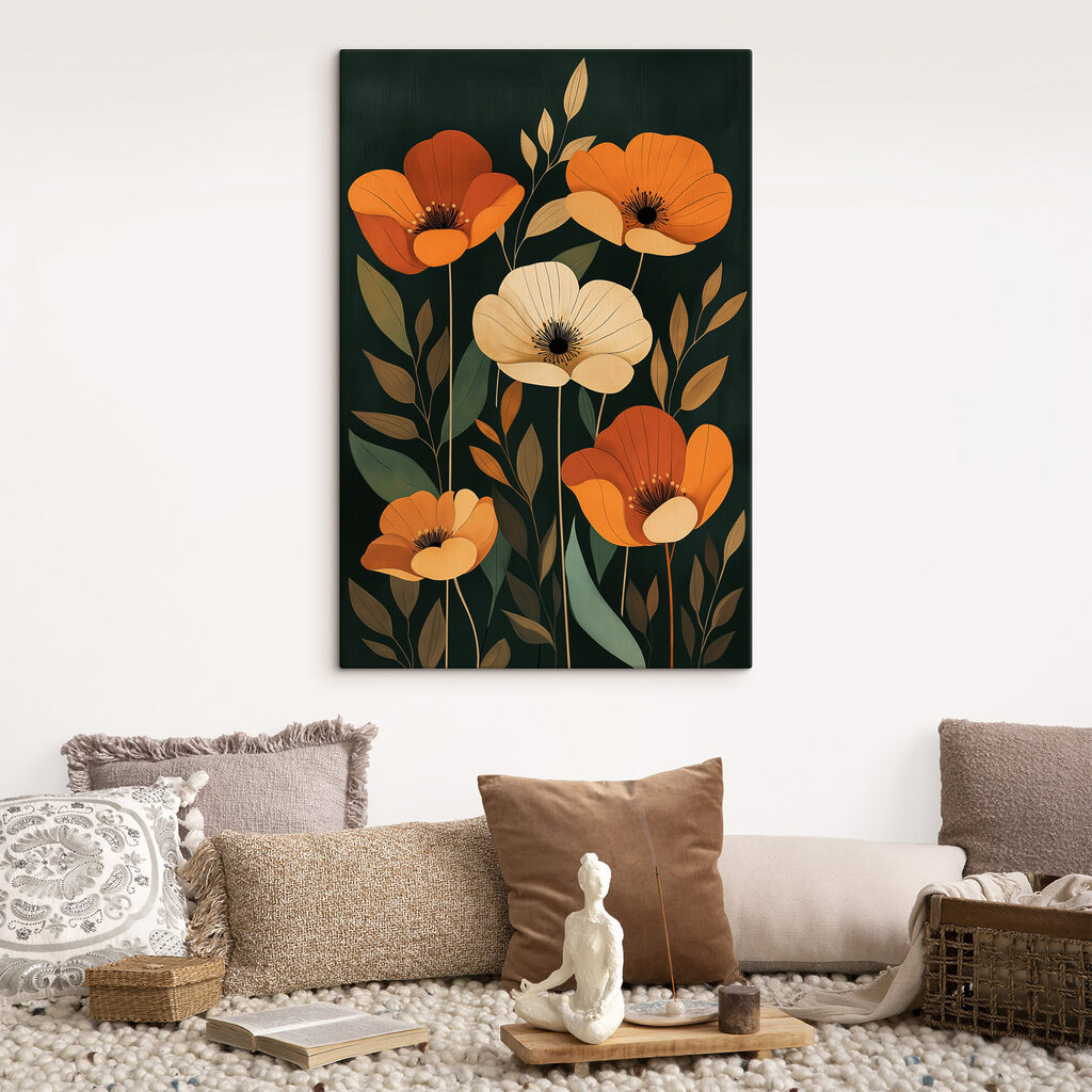 Painting of flowers and leaves Painting of flowers and leaves