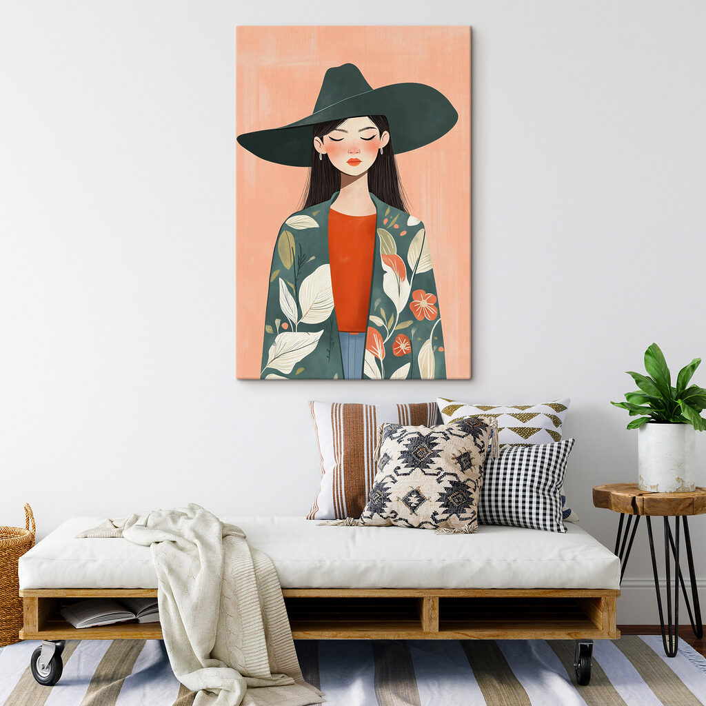 Woman wearing a hat and jacket Woman wearing a hat and jacket