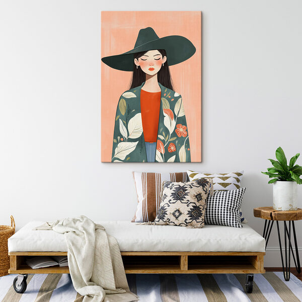 Woman wearing a hat and jacket Woman wearing a hat and jacket
