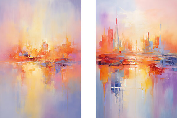 Painting of a city Painting of a city
