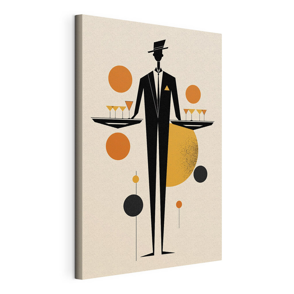 Man in a tuxedo holding a tray of drinks