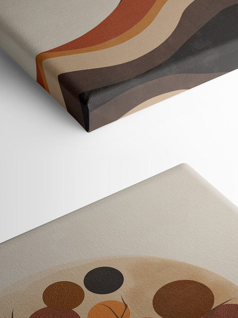 Tree with orange circles and a brown and white circle Tree with orange circles and a brown and white circle