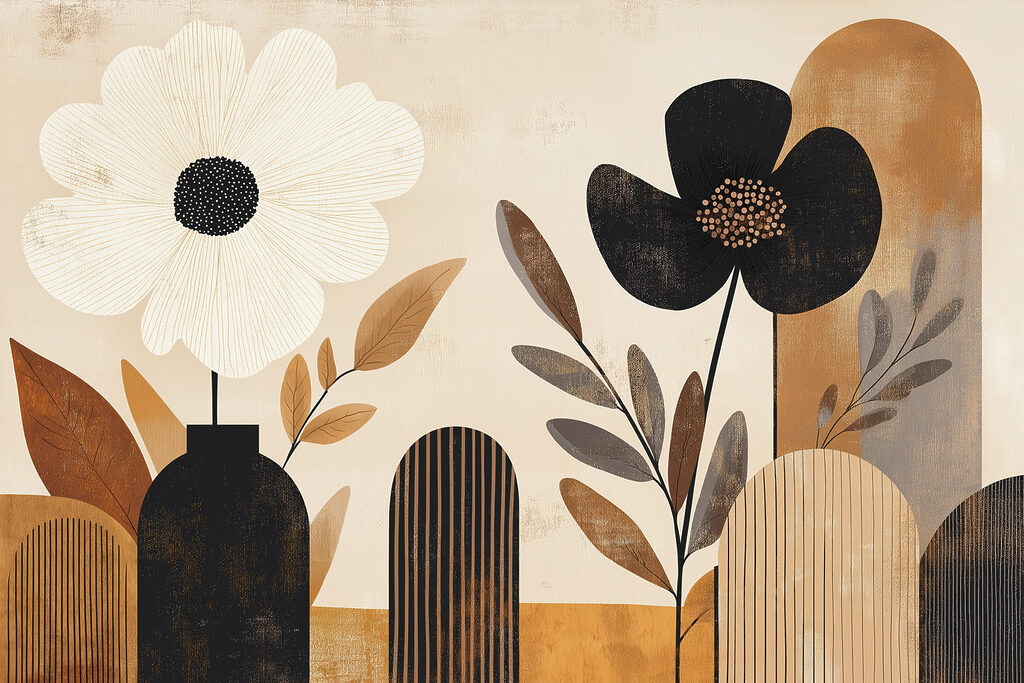 Painting of flowers in vases Painting of flowers in vases