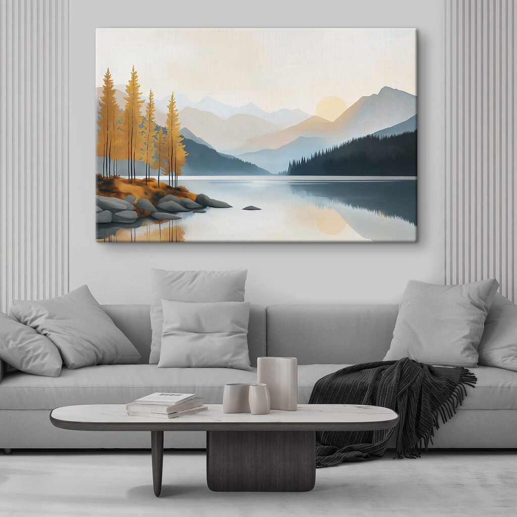 Lake with trees and mountains in the background Lake with trees and mountains in the background