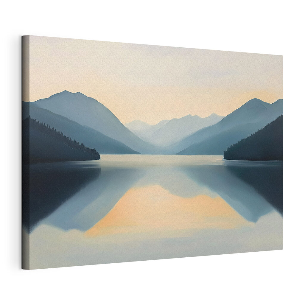 Lake with mountains in the background