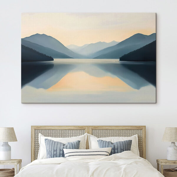 Lake with mountains in the background
