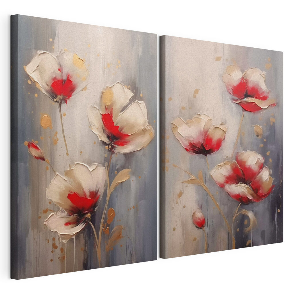 Painting of flowers on a grey background