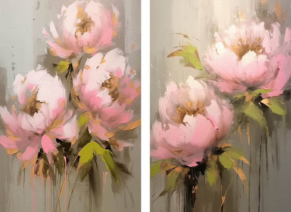 Painting of flowers on a grey background
