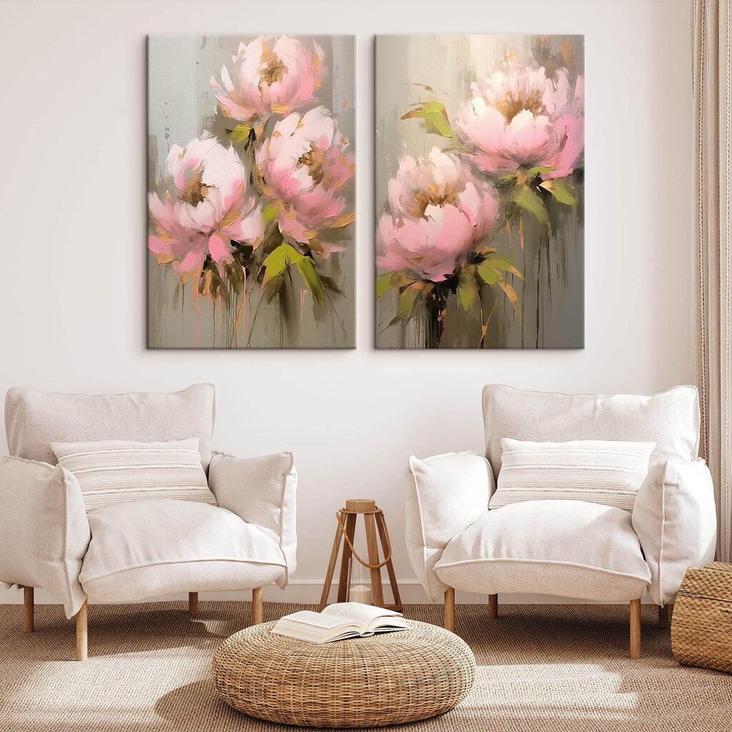 Painting of flowers on a grey background
