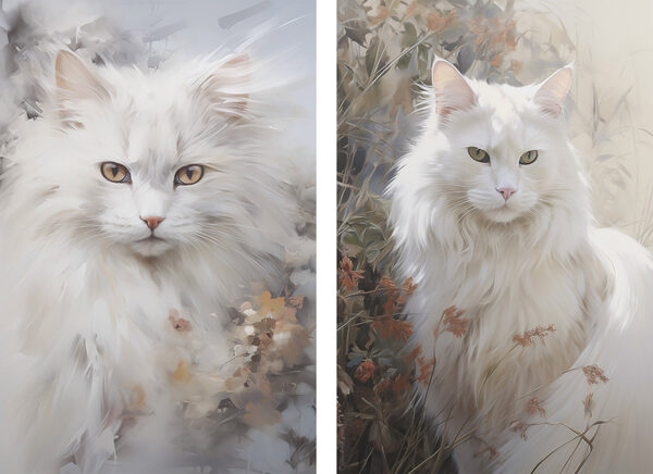 White cat with yellow eyes