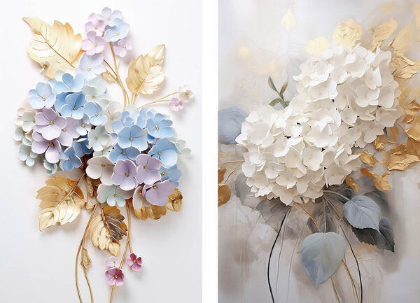 Collage of flowers on a wall