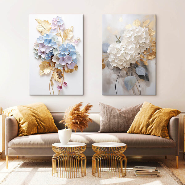 Collage of flowers on a wall