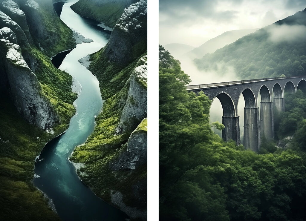 River between two bridges