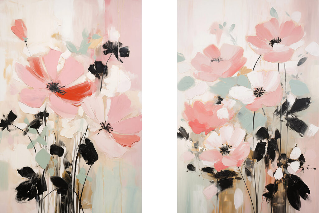 Painting of flowers on a white background Painting of flowers on a white background