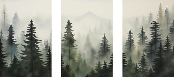 Group of trees in fog