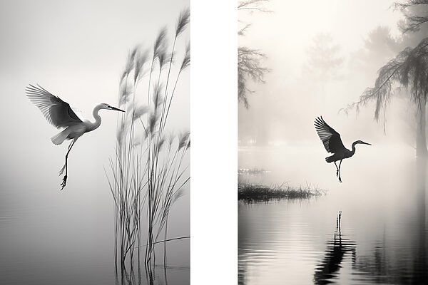 Bird flying over water